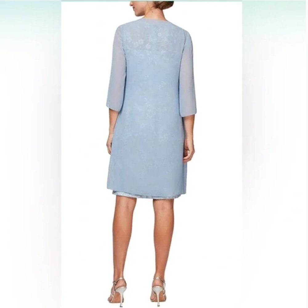 ALEX EVENINGS Short Embroidered Sheath Dress With Open Jacket - Picture 2 of 12
